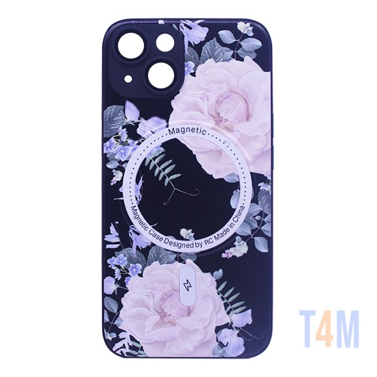 Capa Magnética com Desenho de Flores para Apple iPhone 15 Preto